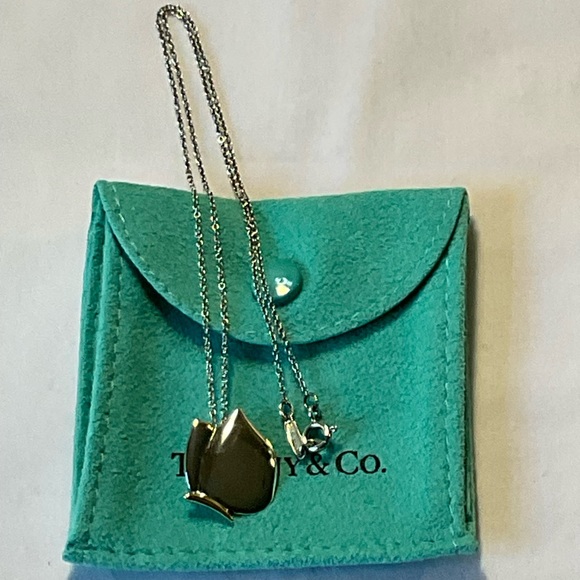 Tiffany & Co. Silver & 18K Yellow Gold Butterfly Pendant Necklace 16" - Picture 5 of 8